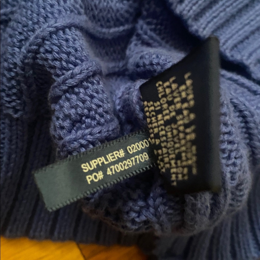 Ralph Lauren Cable Knit V Neck Sweater Size XL 100% Cotton Periwinkle Blue EUC - Picture 8 of 14